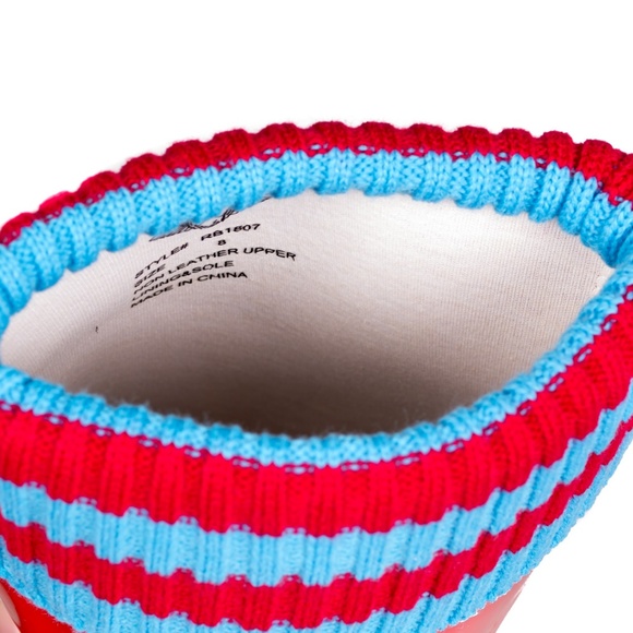 Women's Rainboots, Tall Rain Boots with Knit Cuff, #1807, Red - Picture 6 of 6